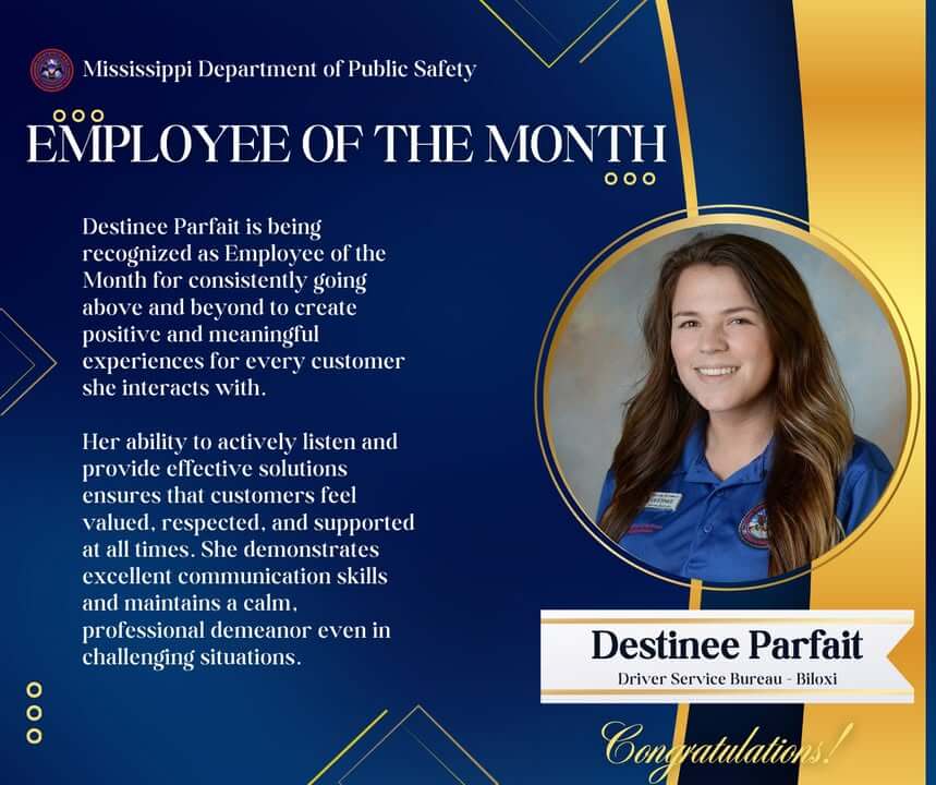 Mississippi Department of Public Safety names employees of month