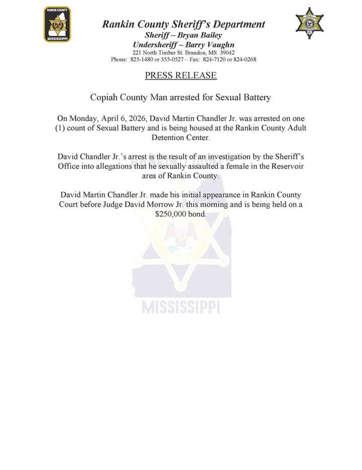 Copiah County man arrested on sexual battery charge