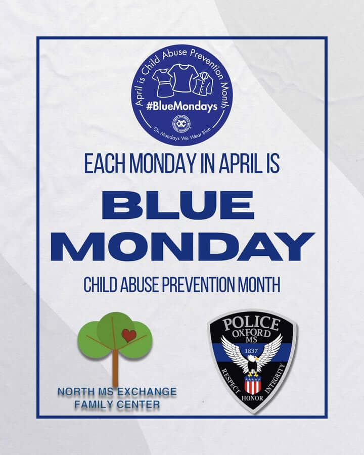 Oxford police urge wearing blue for Child Abuse Prevention Month