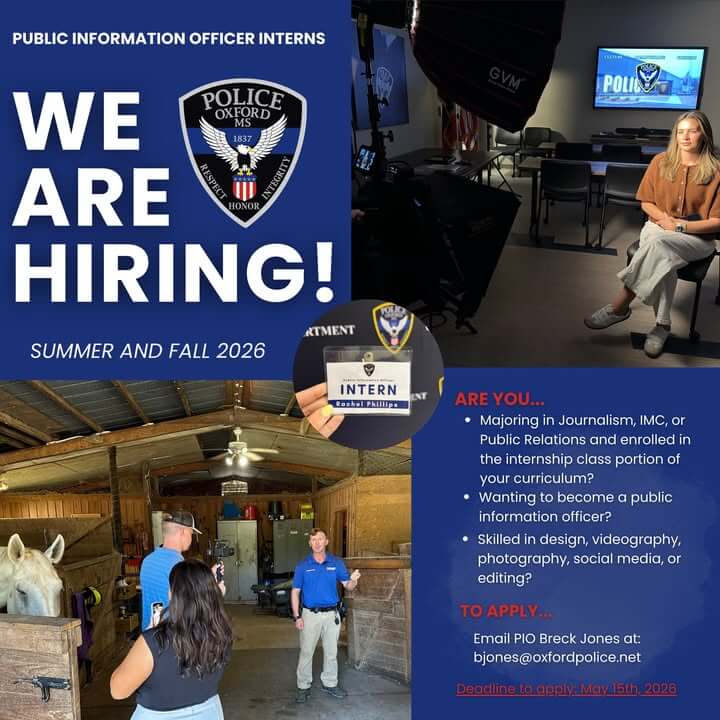 Oxford Police seek public information officer interns