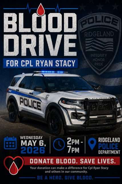 Ridgeland police host blood drive for Cpl. Ryan Stacy