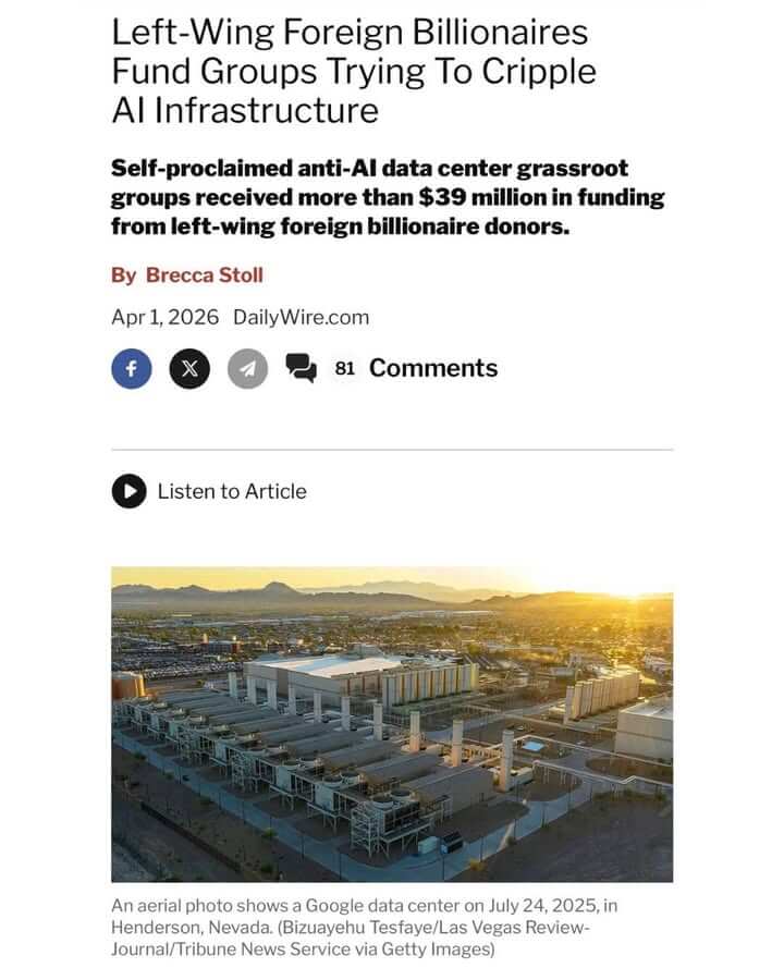 Facebook post says foreign billionaires try to cripple U.S. energy infrastructure