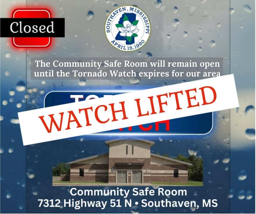 Tornado Watch lifted, community safe room closes