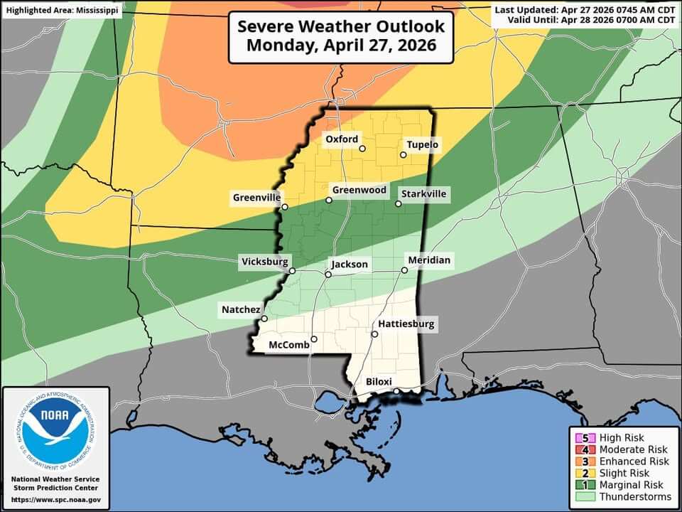 National Weather Service issues enhanced severe-weather risk