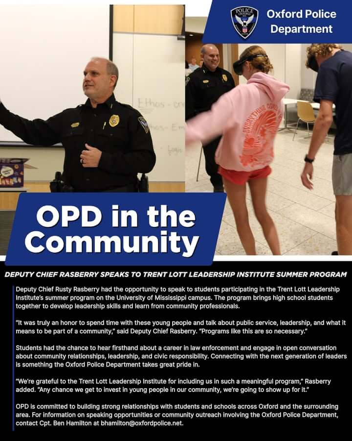 Deputy Chief Rusty Rasberry visits Trent Lott Leadership Institute at Ole Miss