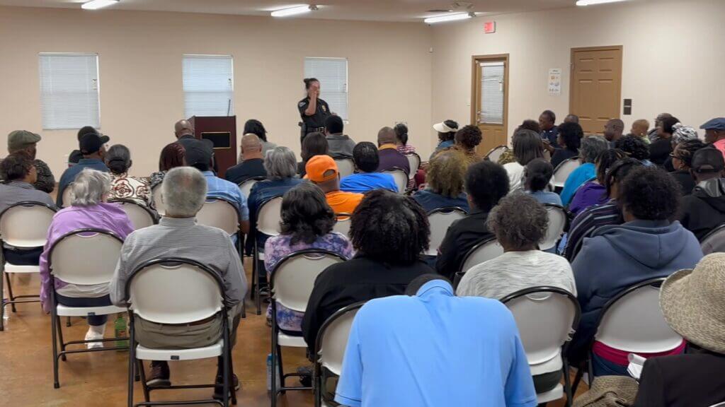 Chief Brackney thanks participants at Peggy Hobson-Calhoun listening tour