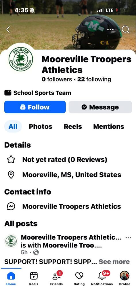 Mooreville High School posts 'Be aware' message