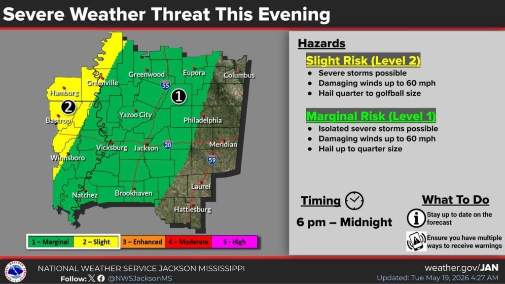 Severe storms threaten areas west of I-55