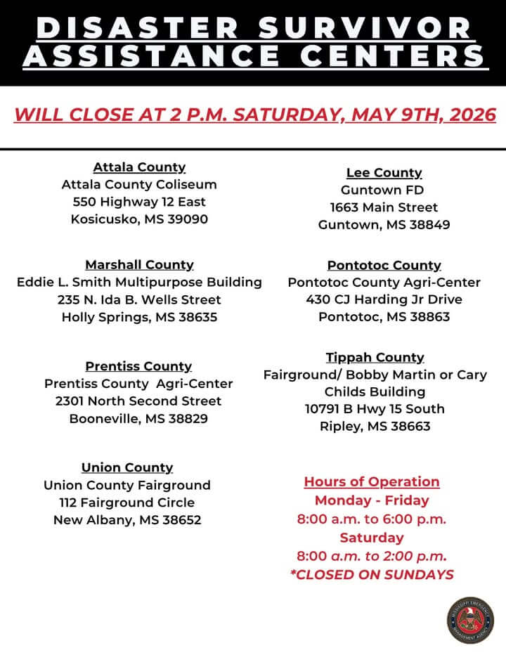 MEMA schedules openings, closings for disaster survivor assistance centers