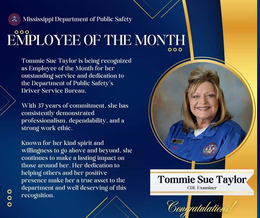 Mississippi Department of Public Safety names May employees of month