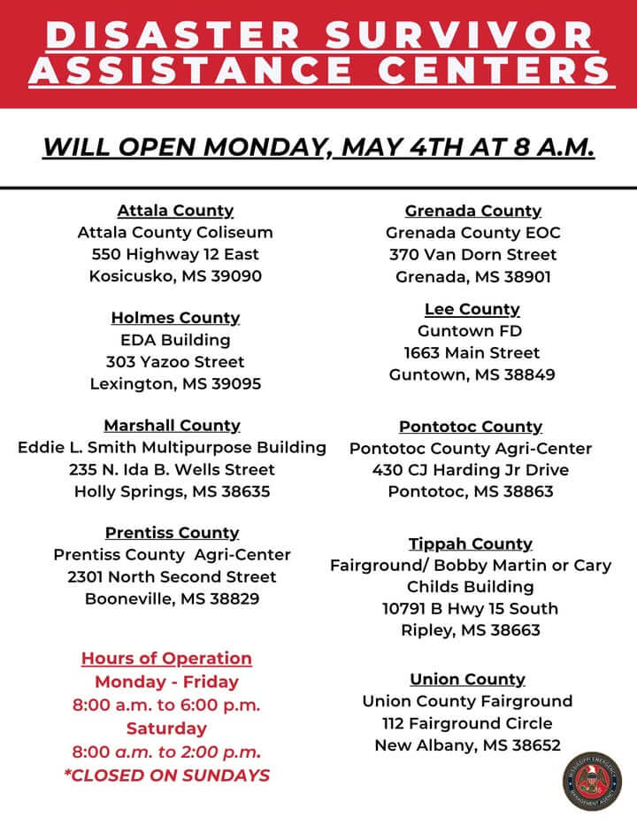 MEMA opens recovery centers in several Mississippi counties