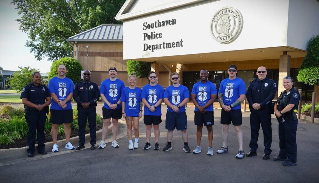 Southaven first responders run Special Olympics torch to City Hall