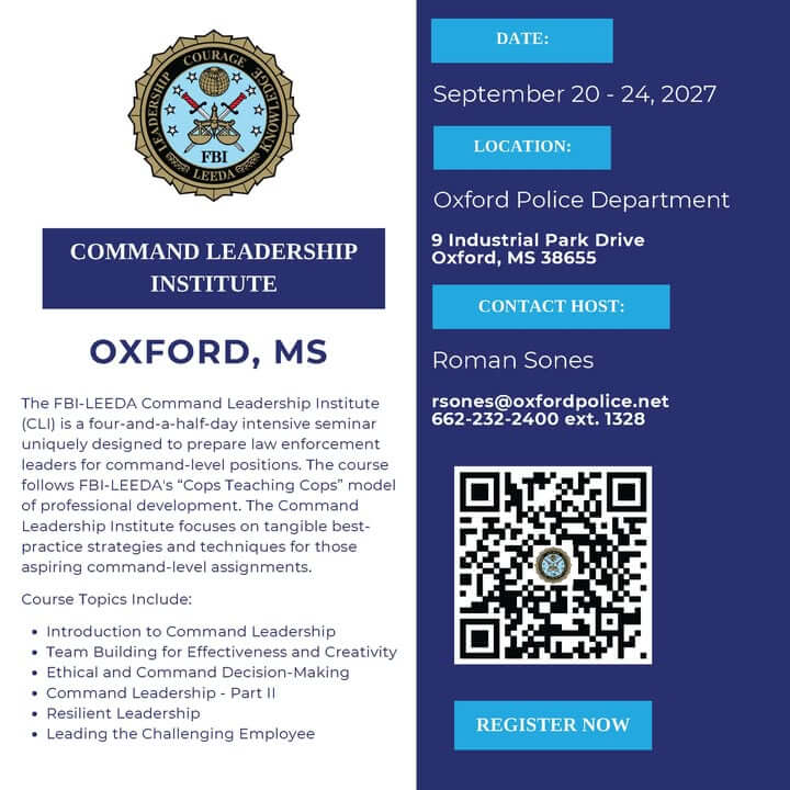 Oxford Police Department hosts FBI-LEEDA training for regional officers