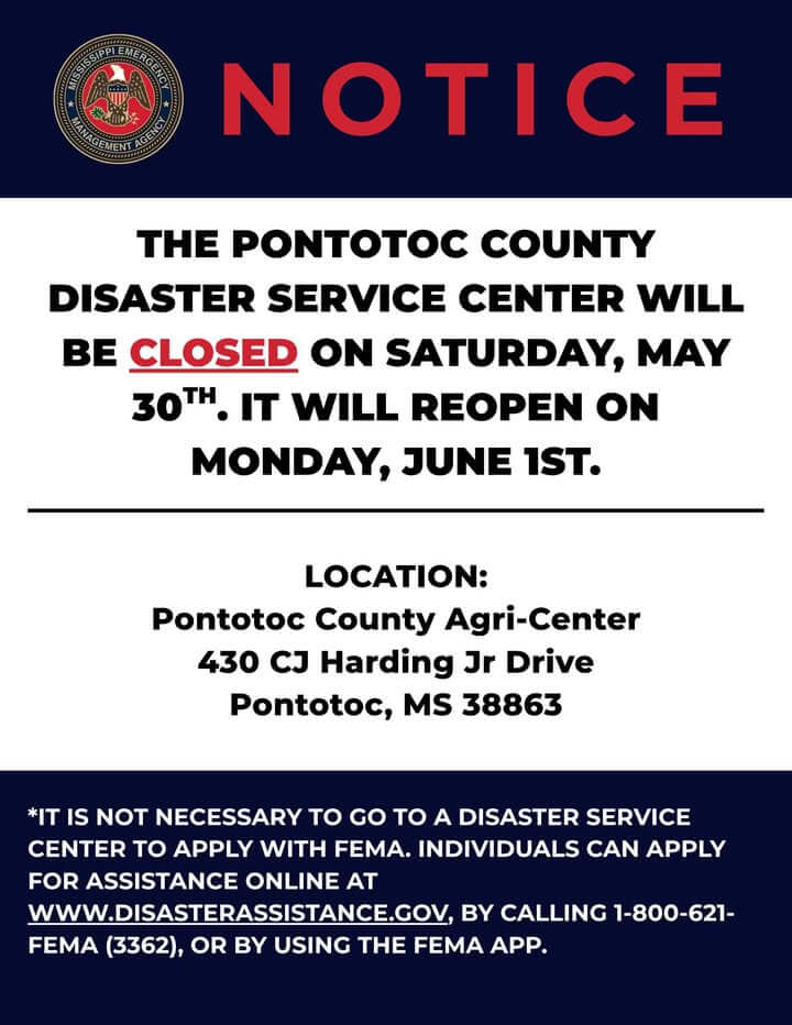 Pontotoc County disaster center closes May 30, reopens June 1