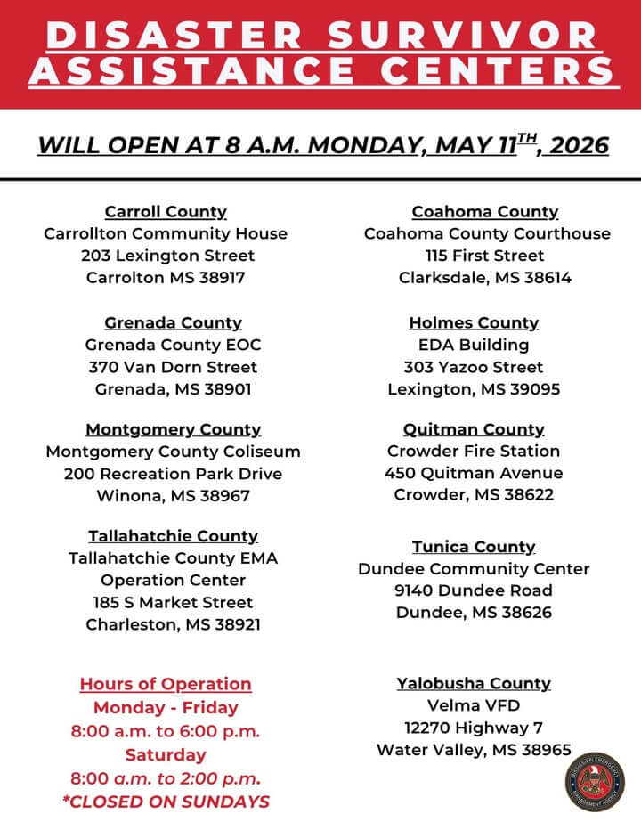 Disaster survivor assistance centers open Monday in nine counties