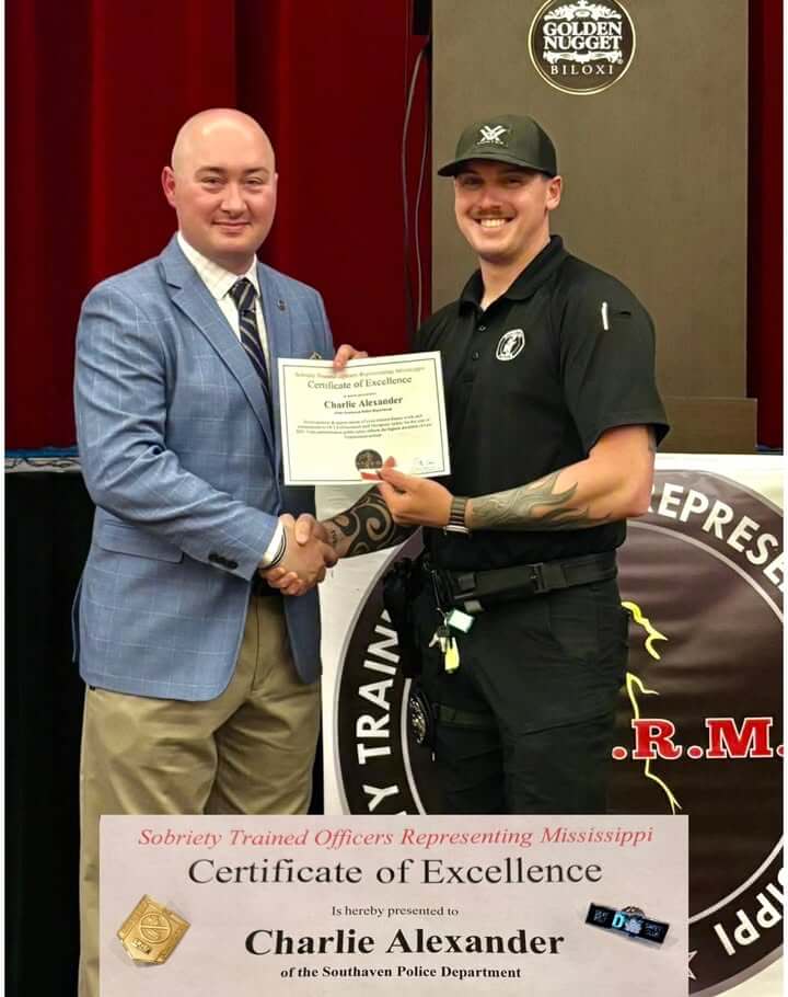 Southaven officer receives STORM Certificate of Excellence