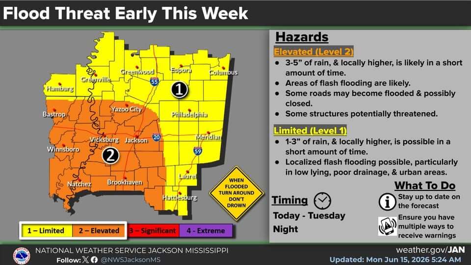 Rankin County warns of heavy rain up to 7 to 8 inches