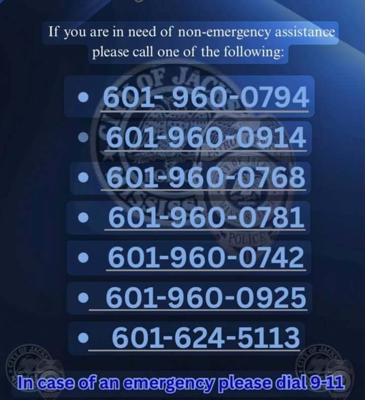 Jackson Police say phone number 601-960-1234 no longer in service
