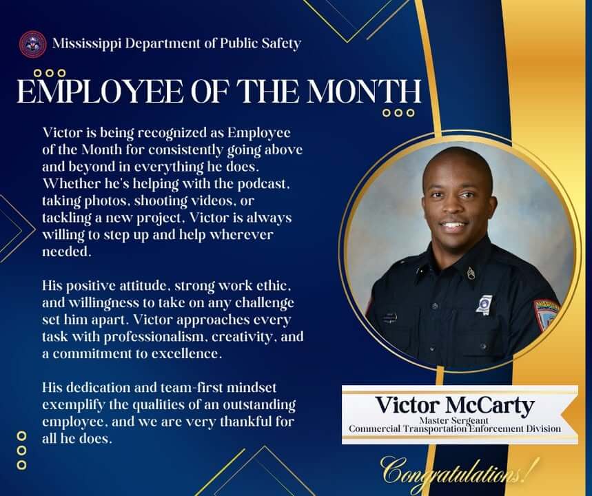 Mississippi Department of Public Safety names June employees of month