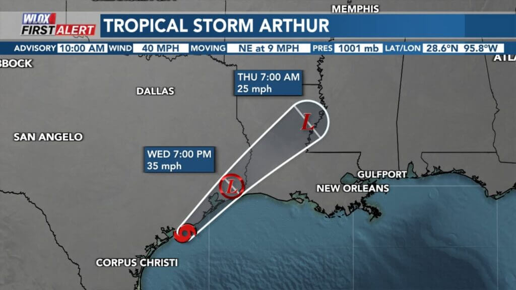 Tropical Storm Arthur forms in Gulf, threatens heavy rain