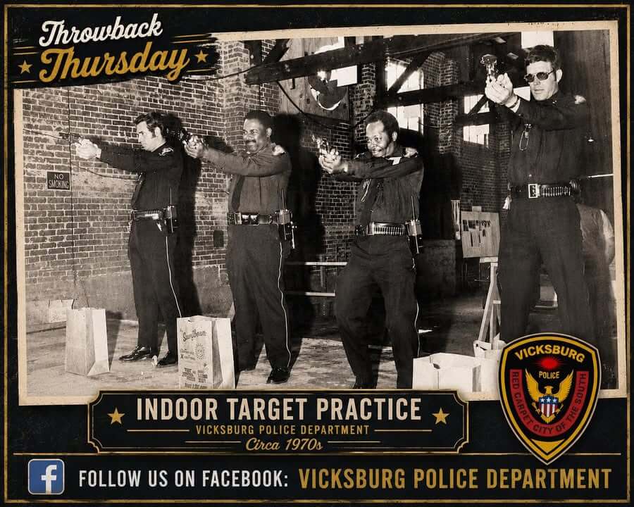 Vicksburg Police Department shares throwback photo of officers at target practice