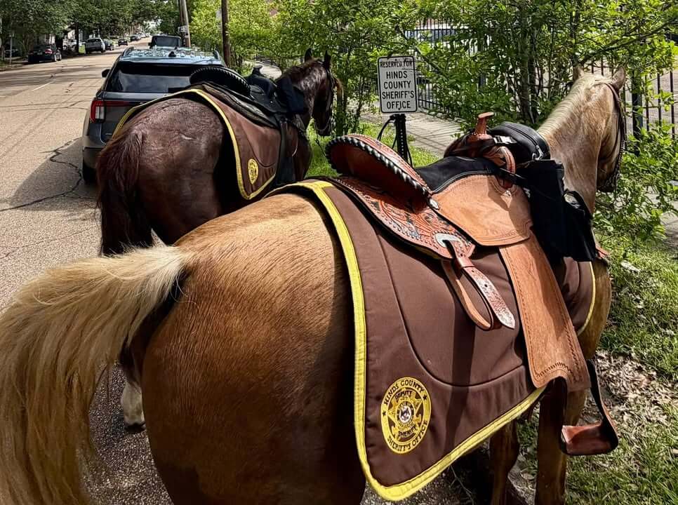 Hinds County Sheriff's Office mounted unit patrols downtown Jackson