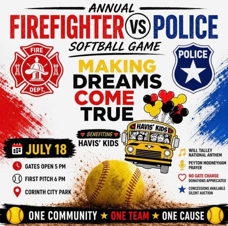 Firefighters, police play charity softball in Corinth