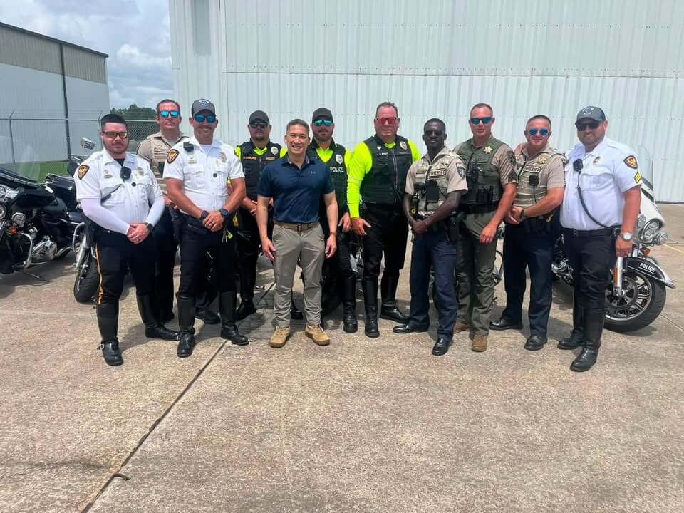 Ocean Springs police escort Secretary of the Navy to Ingalls Shipbuilding