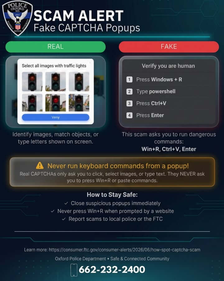 Social media warning alerts Oxford residents to CAPTCHA phishing scam