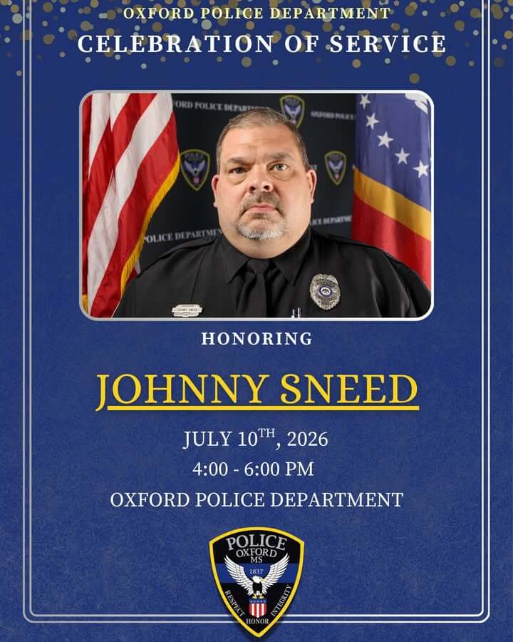 Oxford police celebrate Officer Johnny Sneed's retirement