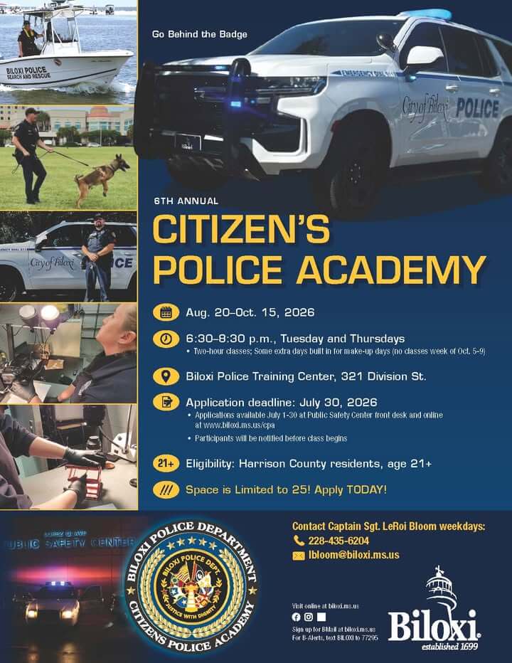 Biloxi Police Department opens applications for sixth Citizen's Police Academy