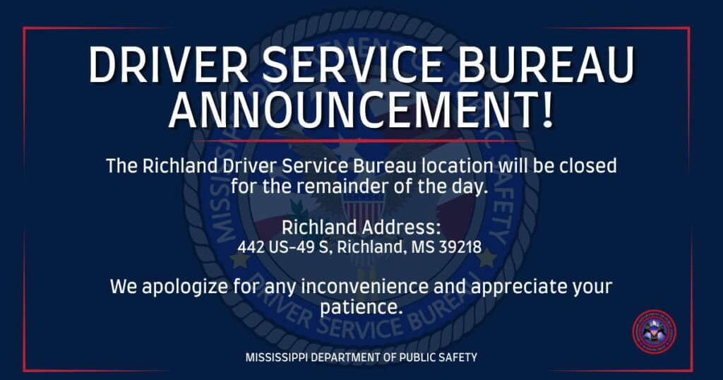 Richland Driver Service Bureau closes for remainder of July 9