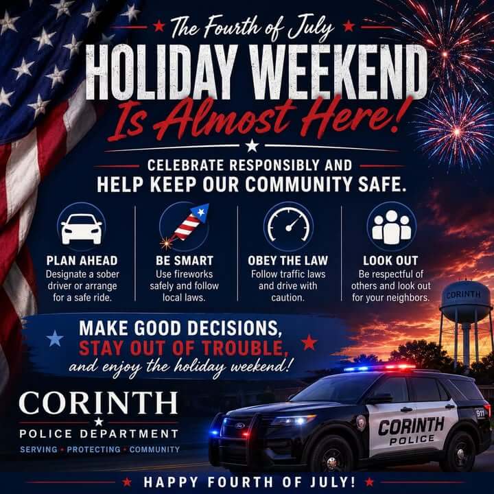 Corinth police urge safety for Fourth of July weekend