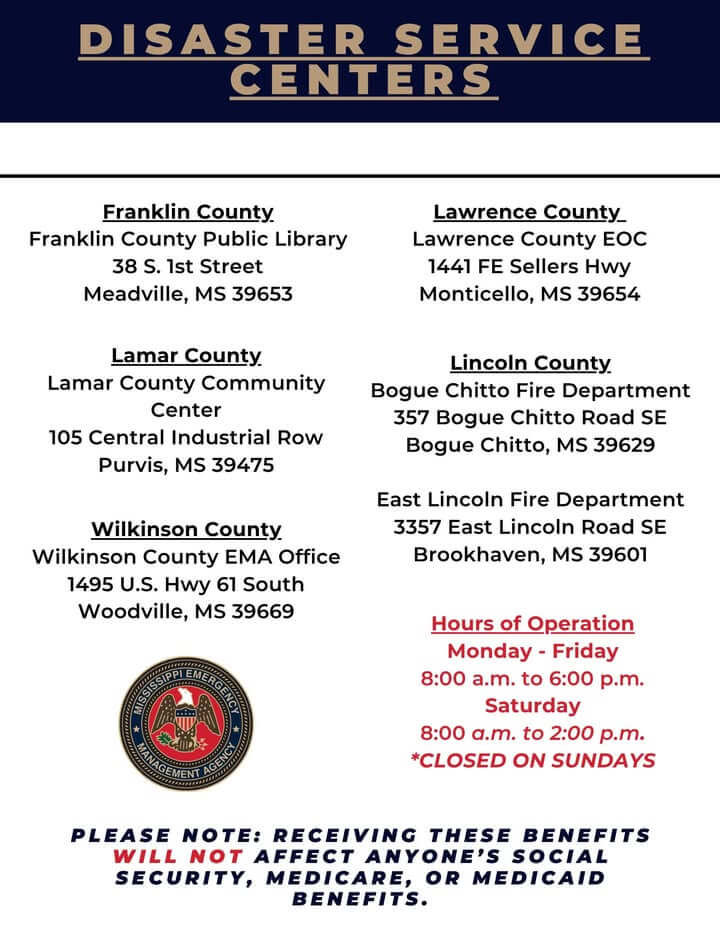 Disaster service centers open for Mississippi storm survivors