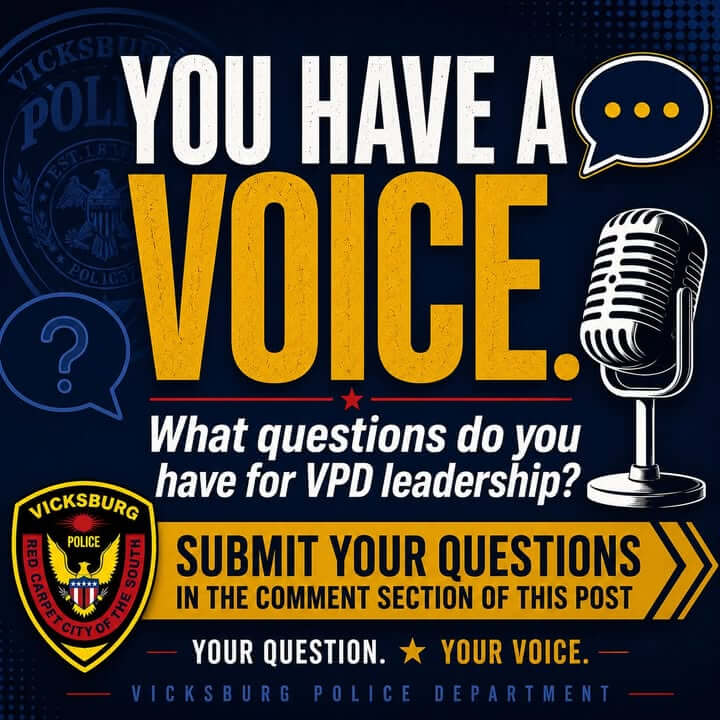 Vicksburg police invite public to submit questions for Facebook Live