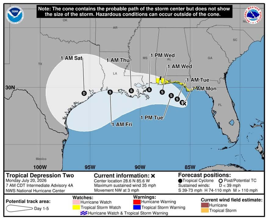 MEMA warns of flash flooding as Tropical Depression Two strengthens