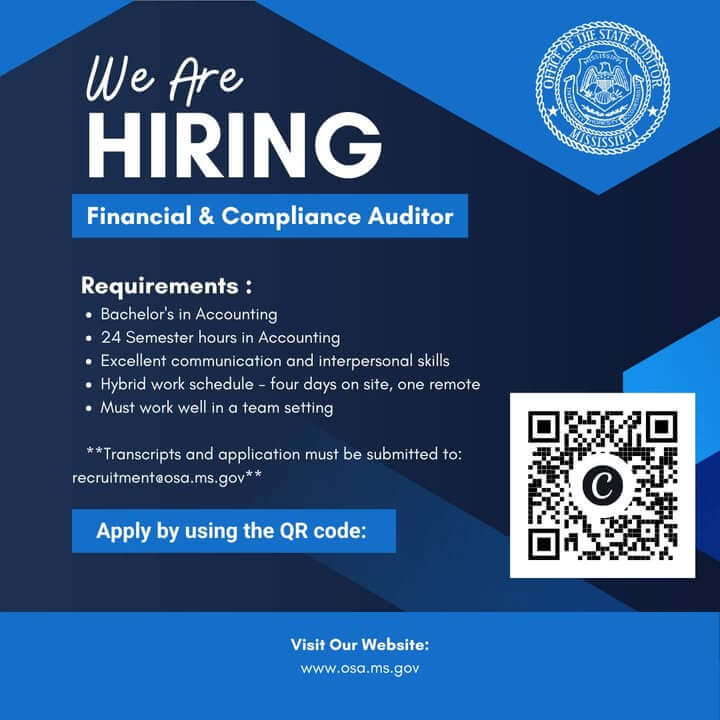 Mississippi auditor seeks full-time financial, compliance auditor