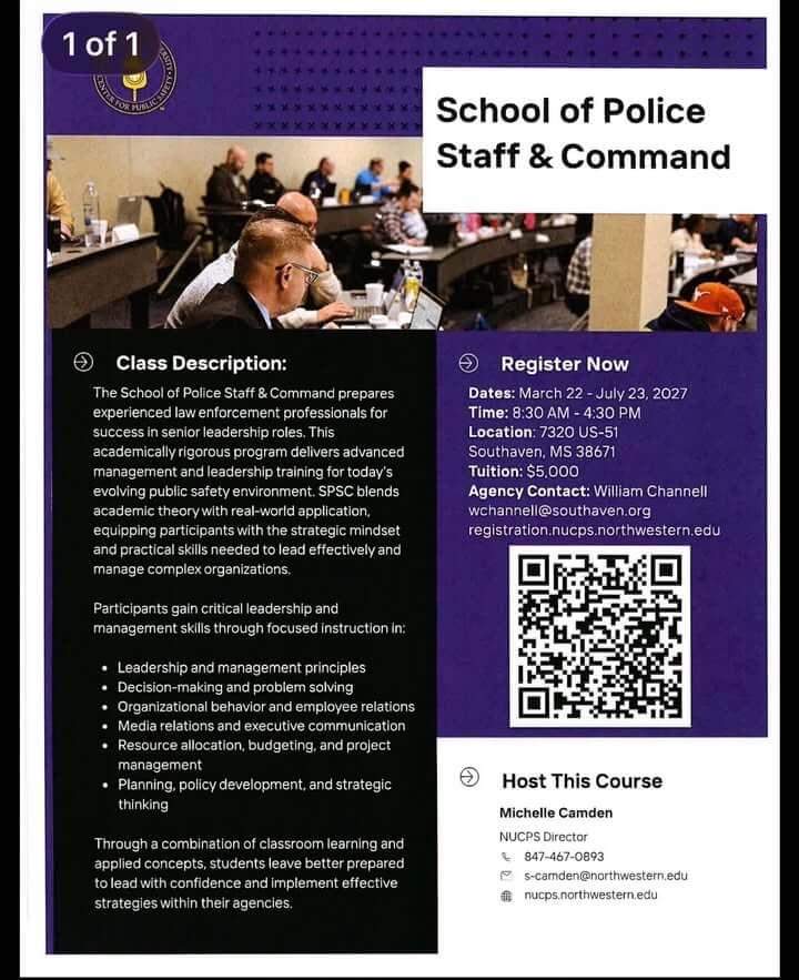 Southaven Police host Northwestern Center police leadership school in 2027