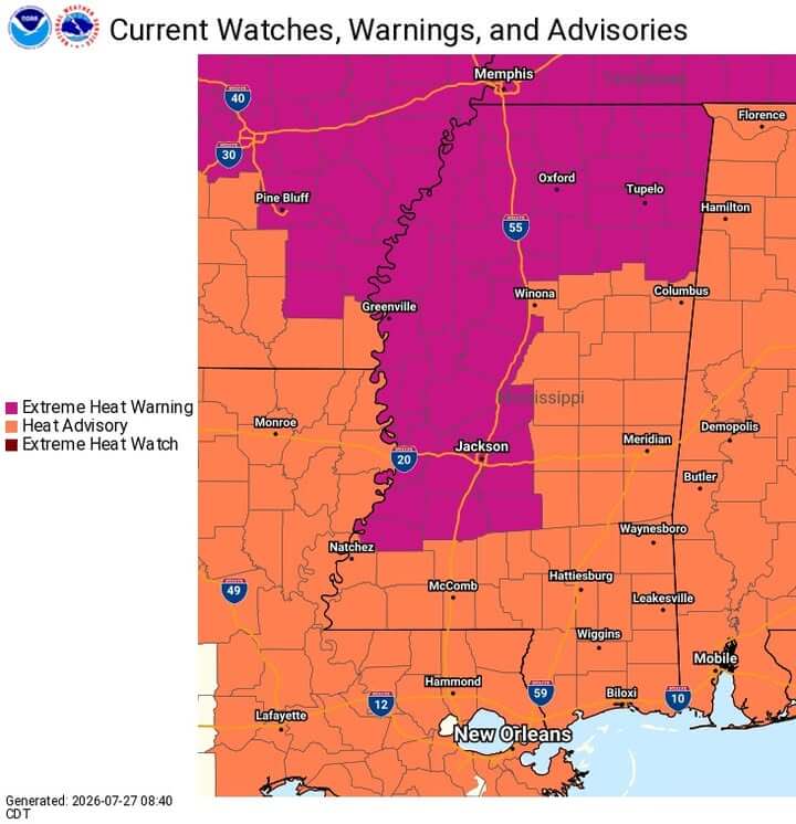 Extreme heat continues to impact Mississippi