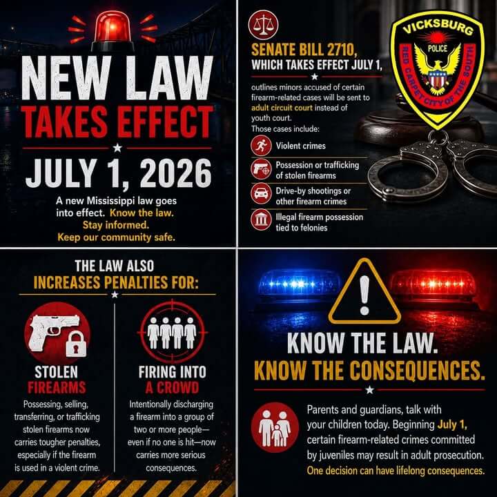 Mississippi law sends certain juvenile firearm cases to adult court