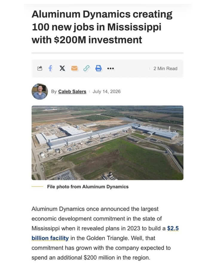 Mississippi remains leader in American manufacturing