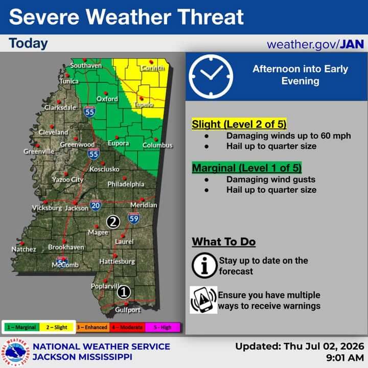 Mississippi faces severe storms, dangerous heat through weekend