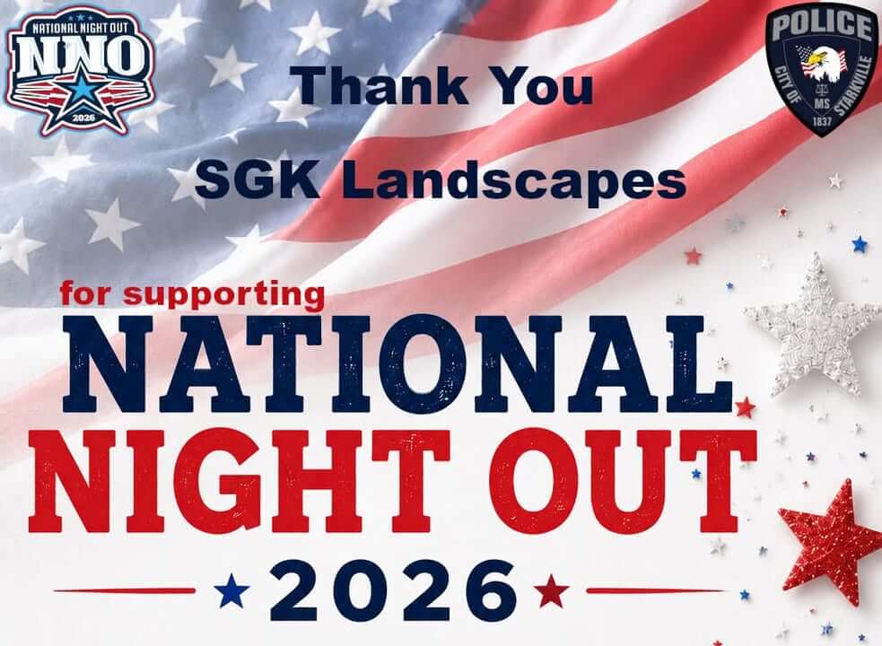Community thanks SGK Landscapes for National Night Out donation