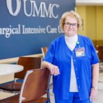 Geneva Lindsey greets families at surgical ICU Geneva Lindsey greets families at surgical ICU
