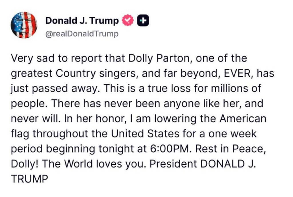 Mississippi orders flags half-staff after Dolly Parton family post