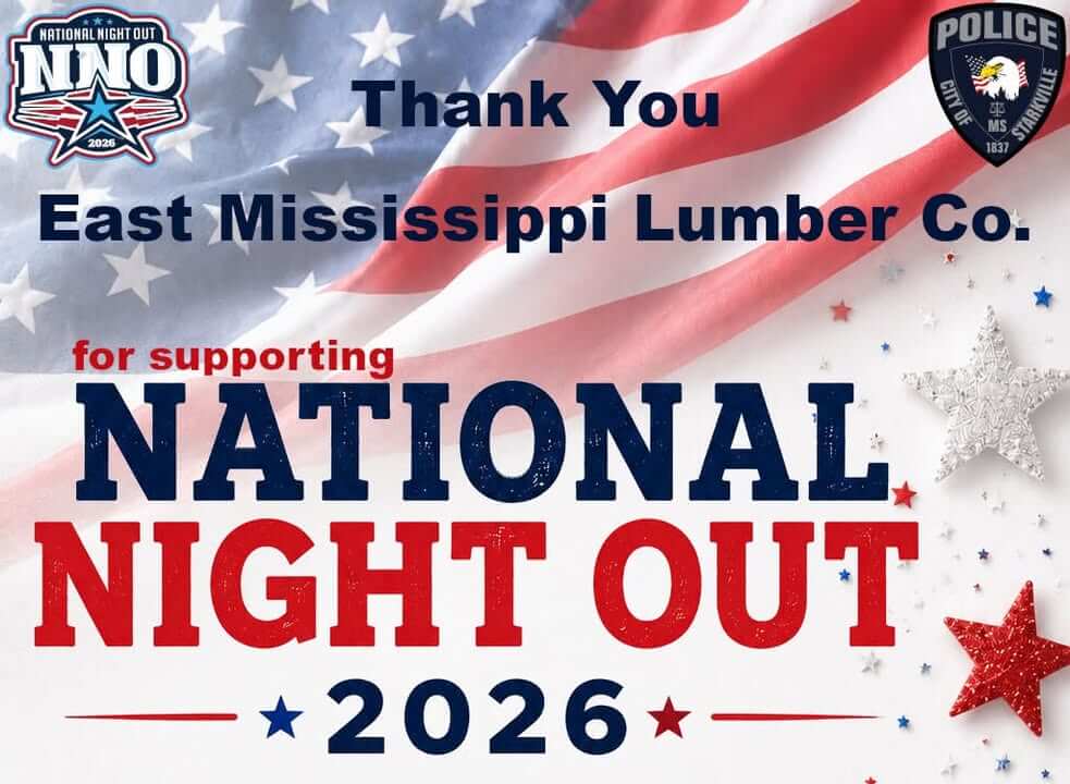 East Mississippi Lumber Company donation helps National Night Out 2026