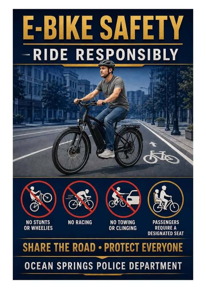Ocean Springs warns about e-bike, bicycle safety