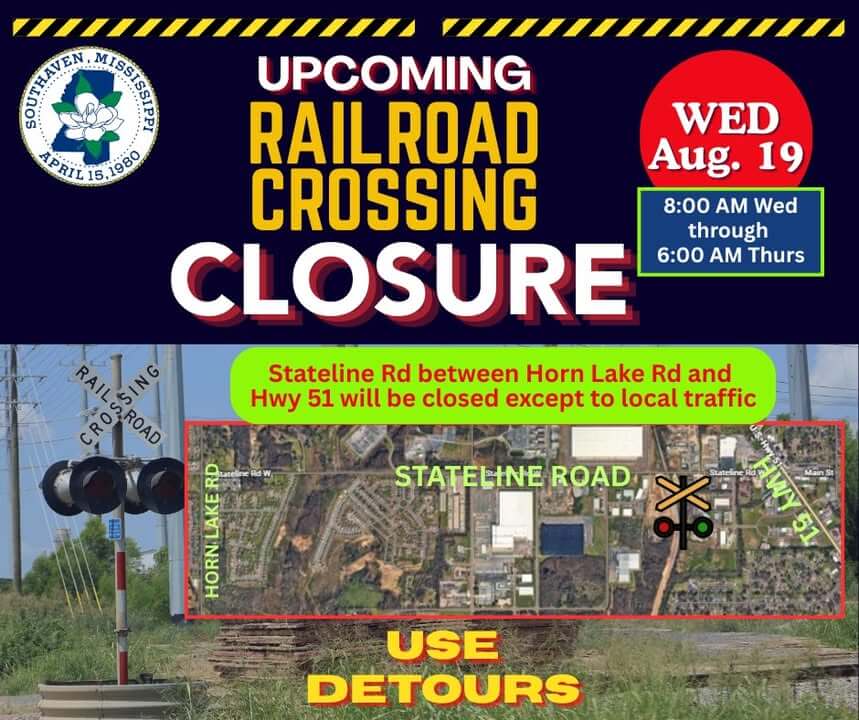 Railroad closes Stateline crossing for maintenance Wednesday