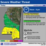 National Weather Service forecasts slight severe-weather risk for Mississippi Monday National Weather Service forecasts slight severe-weather risk for Mississippi Monday