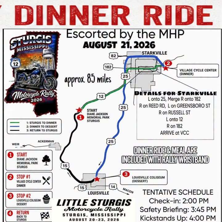 Starkville warns of temporary road closure for motorcycle rally